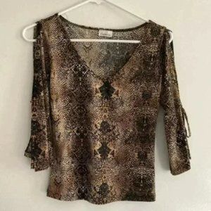 Charlotte Russe Snakeskin Shirt with Statement Sleeves and Trendy Ties